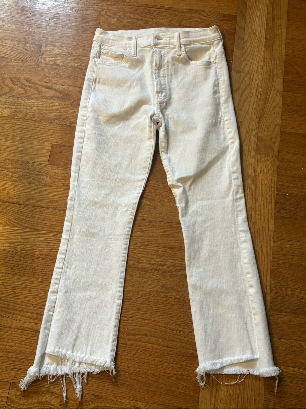 MOTHER Denim The Insider Crop Step Fray White Jeans Fairest Of Them All 26